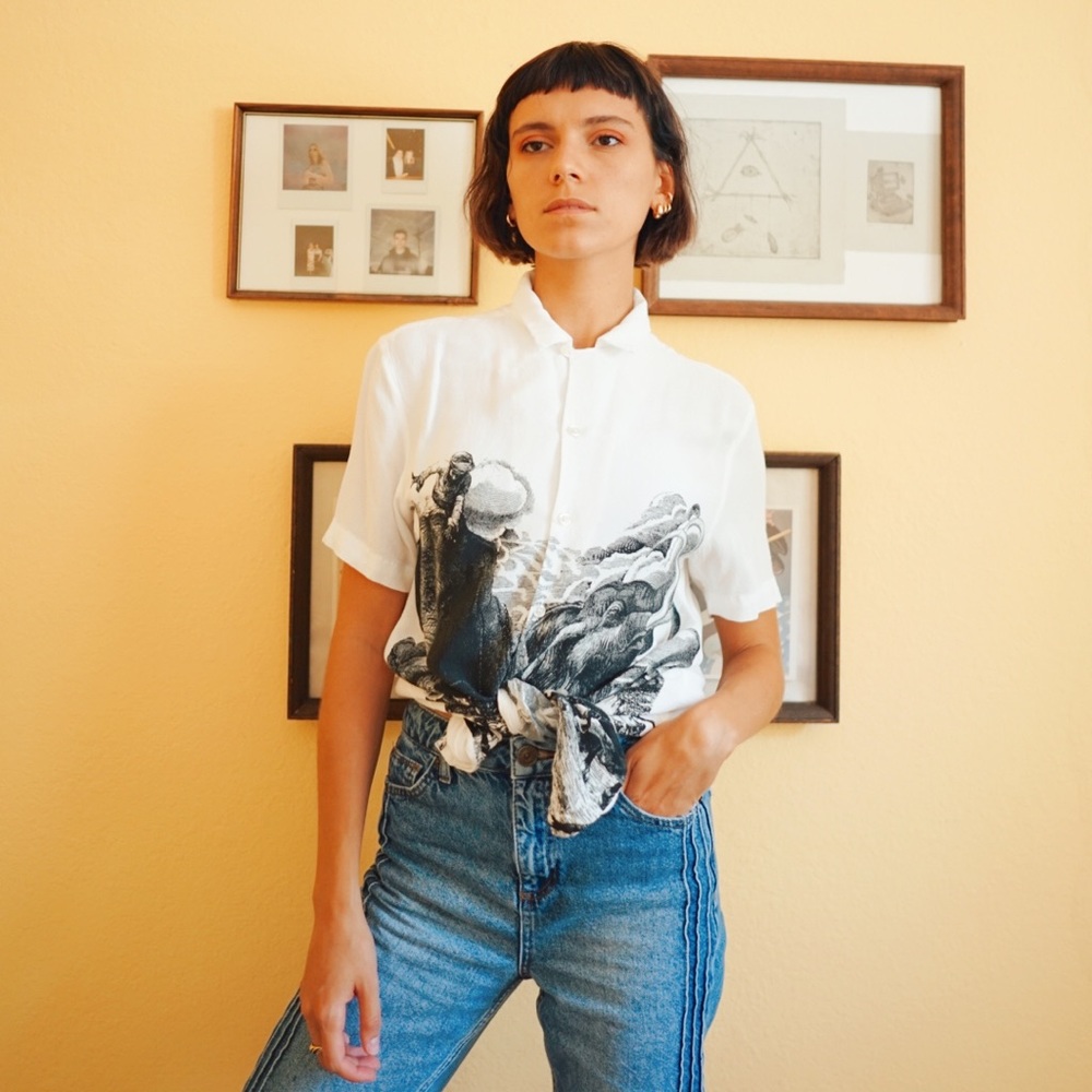 Topman Button Down Mongolian Elephant Men White